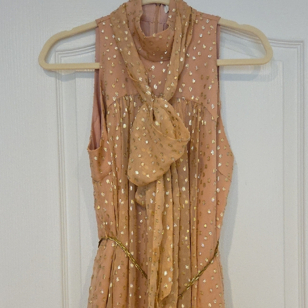 Zimmermann Light Pink/Peach Sleeveless Dress with Gold Accents